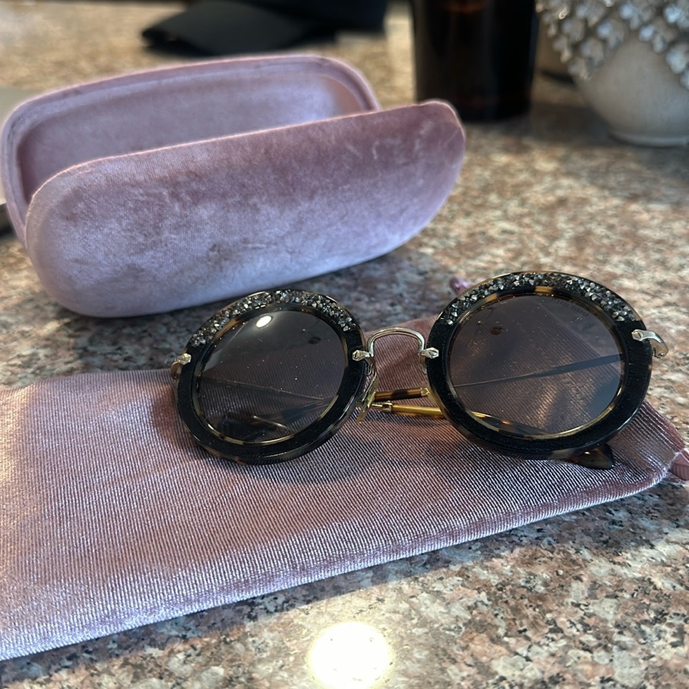 Miu Miu Sunglasses Women Light Havana Round MU 08RS 7S04P0